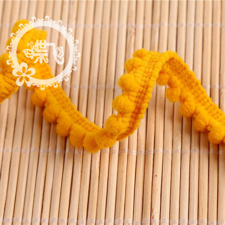 现货供应35色爆款密芽边毛毛虫织带DIY手工帽子服装辅料 毛球花边详情8