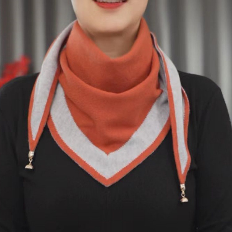 秋冬季新款仿羊绒磁扣针织双色三角巾女保暖洋气时尚百搭护颈围巾详情5