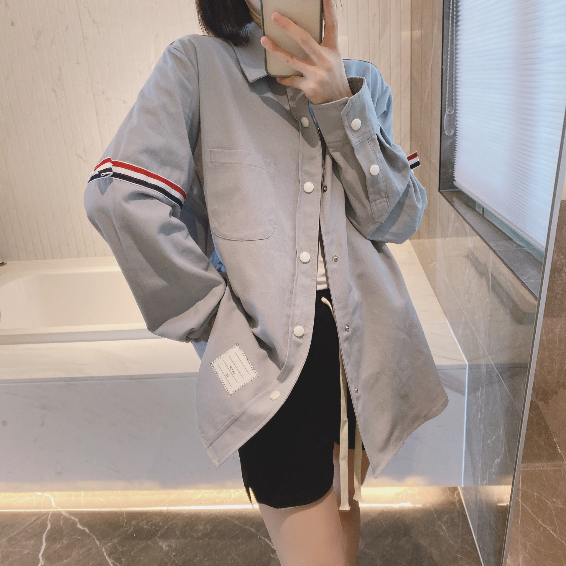 TB casual trendy brand poplin slim-fit solid white shirts for men and women, Oxford fabric shirts for women with long sleeves pic 20