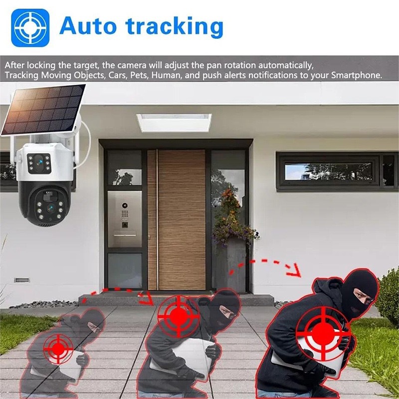 V380 solarcctv camera for home mobile phone remote dual-lens outdoor 4g solar monitoring pic 20