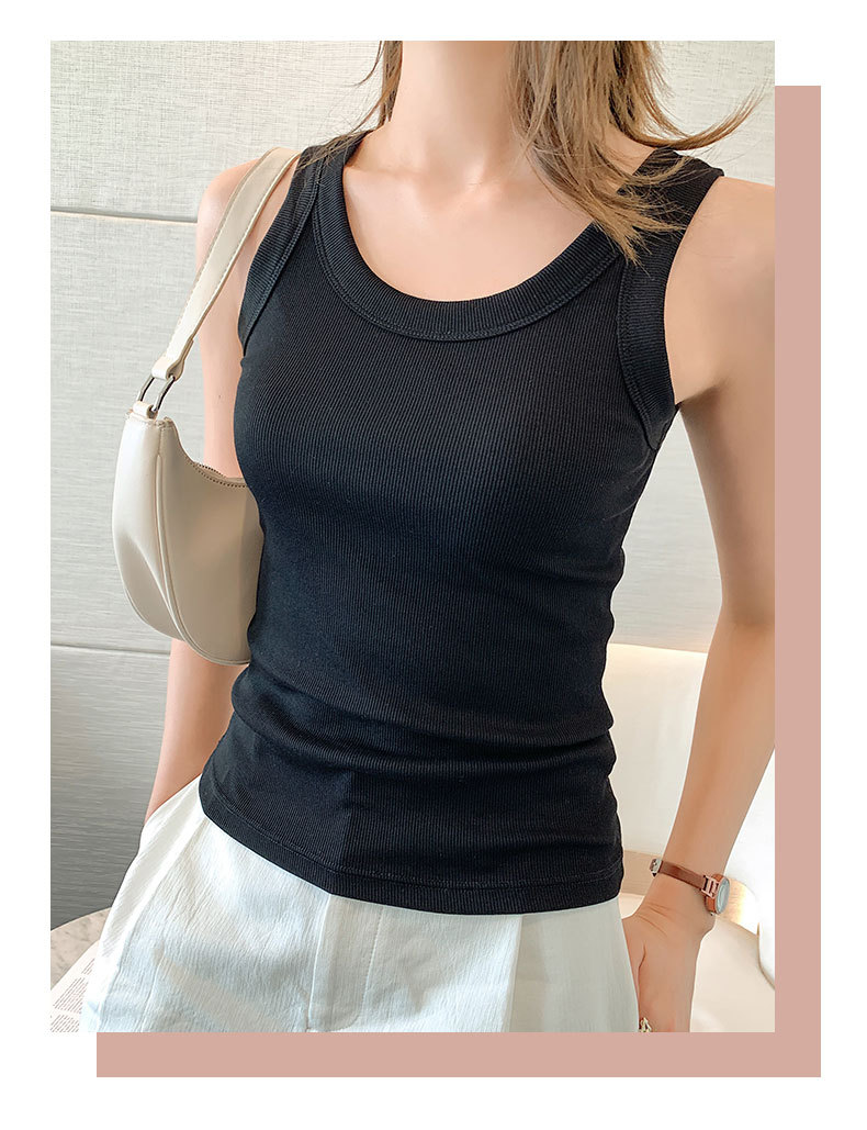 2825#春夏新款U型吊带背心女外穿棉工字内搭打底衫无袖T恤无胸垫详情18