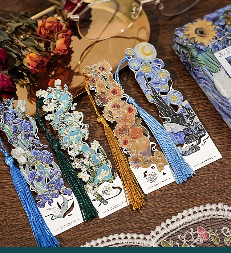 Encounter Van Gogh series oil painting hollowed-out metal bookmarks, retro, high-end and exquisite bookmark souvenirs, student gifts pic 9
