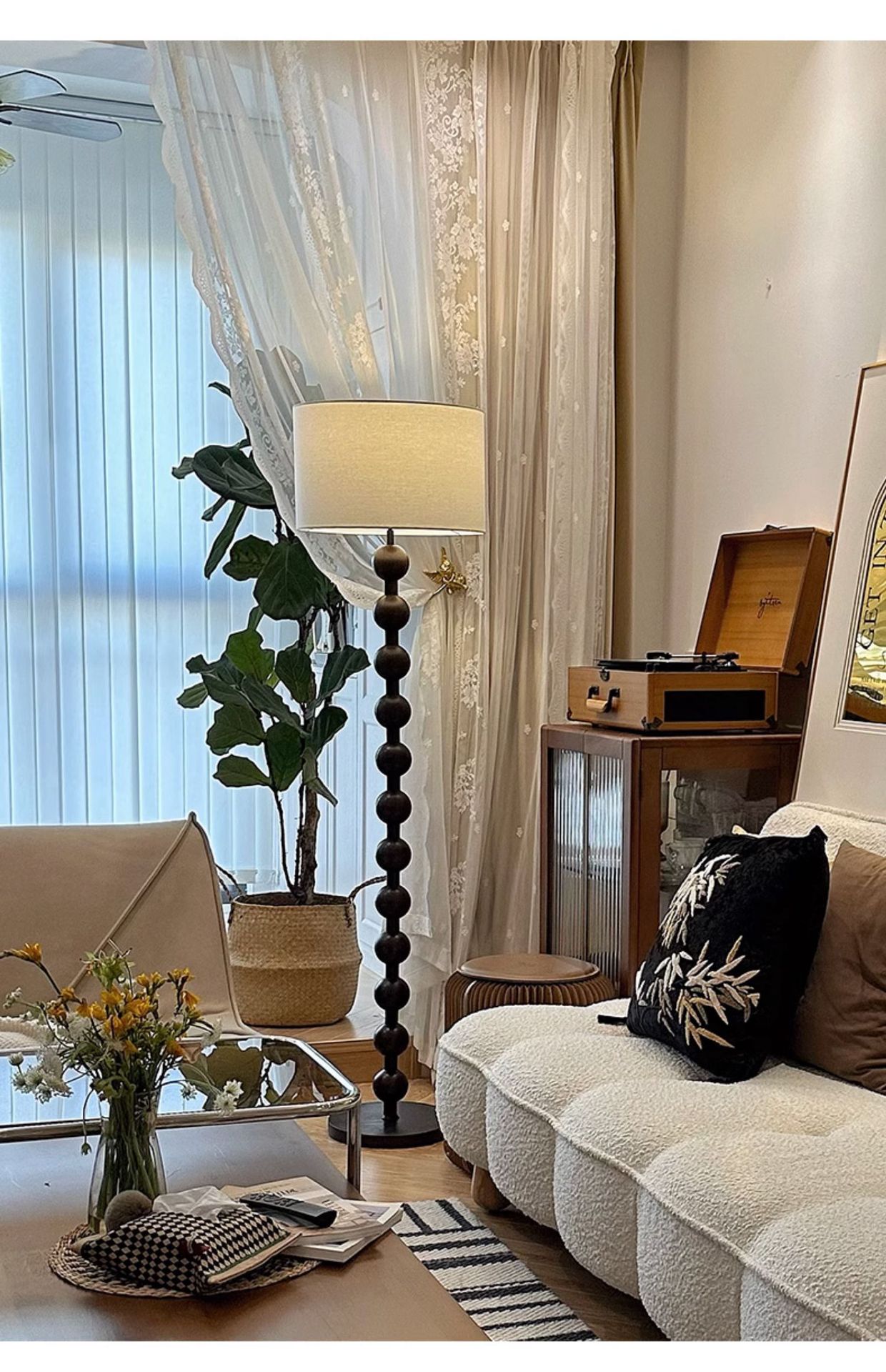 French medieval wabi-sabi style floor lamp for the living room, new Chinese-style American retro solid wood bedroom, high-end atmosphere lighting pic 28
