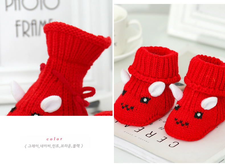 Otoño invierno 0-6 meses tejido a mano zapatos de lana de bebé cien días luna llena bebé no cae zapatos 3 más peluche zapatos de algodón engrosado pic 10