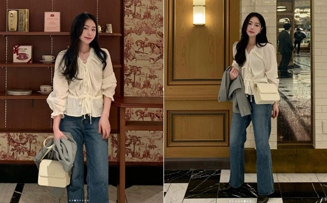 In-stock 2024 autumn new style, the same stylish bow tie drawstring shirt as Han So Hee from Dongdaemun, South Korea pic 34