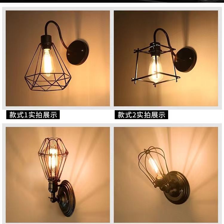 Retro minimal wall lamp creativo individualidad industrial viento bar restaurante hierro forjado pasillo pasillo lámparas decorativas pic 1