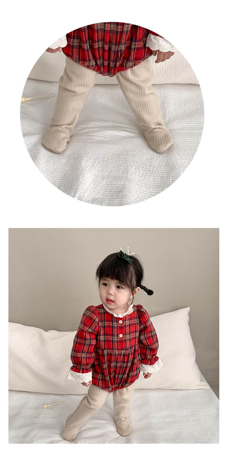 儿童加厚冬季衣服宝宝外出服2023秋冬装韩版加绒格子包屁裙详情5