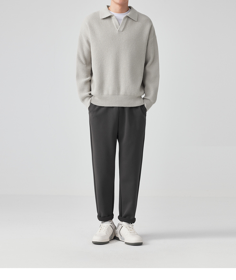 墨麦客开V翻领宽松针织衫男2024冬季款简约纯色休闲男士毛衣20545详情18