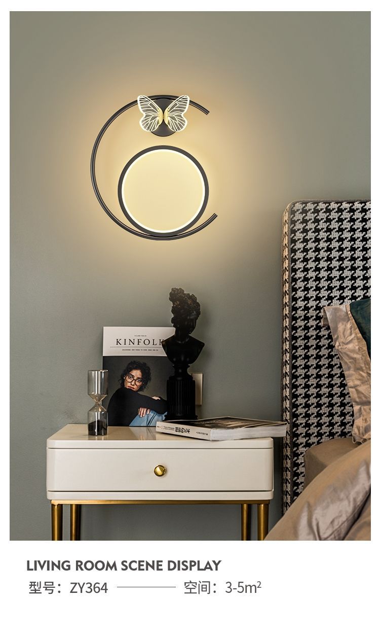 创意儿童墙壁灯北欧卧室床头灯简约现代圆形客厅过道电视背景壁灯详情6
