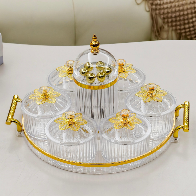 干果碟小吃碟圆形透明点心分格盘家用水果盘带塑料盖北欧轻奢果碟干果碟小吃碟圆形透明点心分格盘家用水果盘带塑料盖北欧轻奢果碟详情7