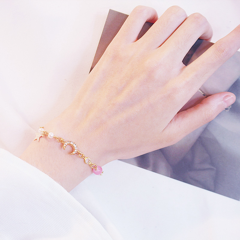 Korean version exquisite crystal bracelet, sweet and girlish heart, star and moon marble bracelet, fresh and delicate strawberry crystal jewelry pic 10