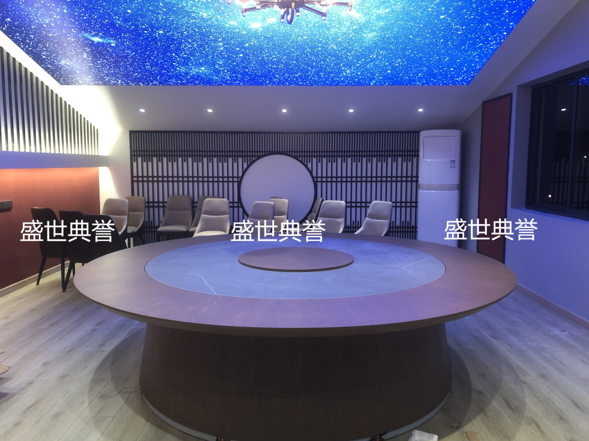 Solid wood electric dining tables and chairs for star-rated hotels in Qingdao, seafood restaurant private rooms, flat-level electric tables with lifting mechanisms pic 9