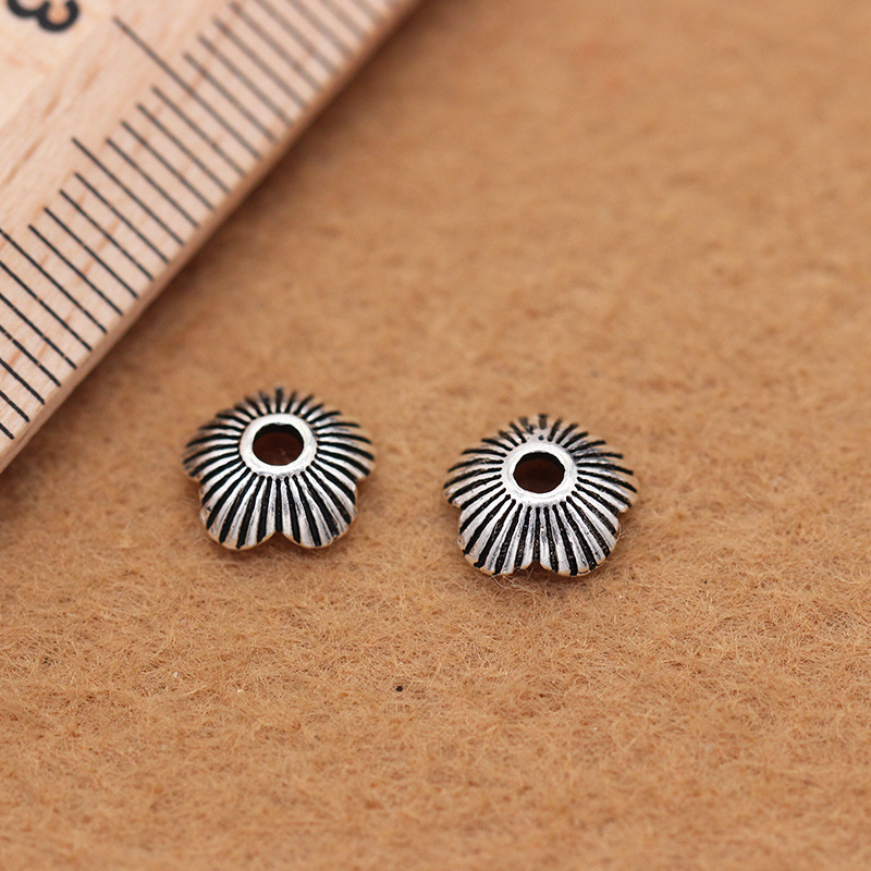 2021S925泰银条纹花托diy隔片饰品配件银泰银配件批发详情16