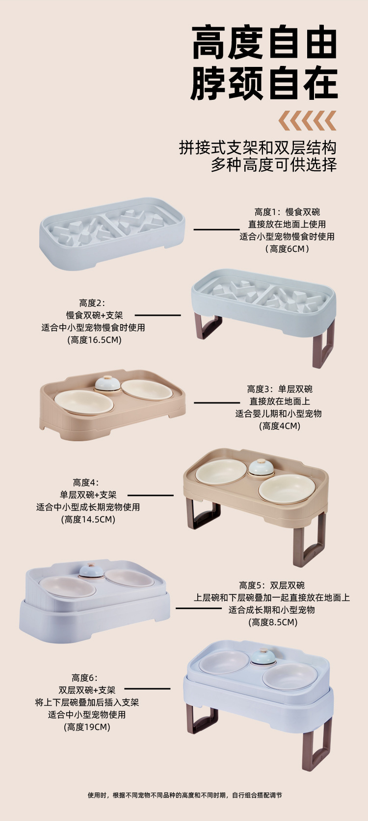 Double bowl for pet feeding, bell call, cat and dog feeding bowl, anti-tipping drinking bowl, dog food bowl, pet baffle design pic 6