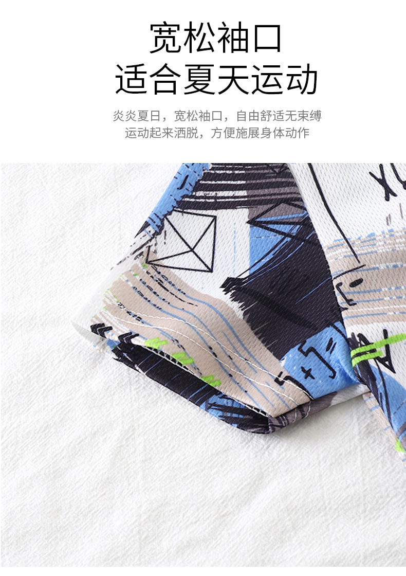 夏季儿童套装 2023新款速干衣运动服男宝宝迷彩t恤两件套童装批发详情9