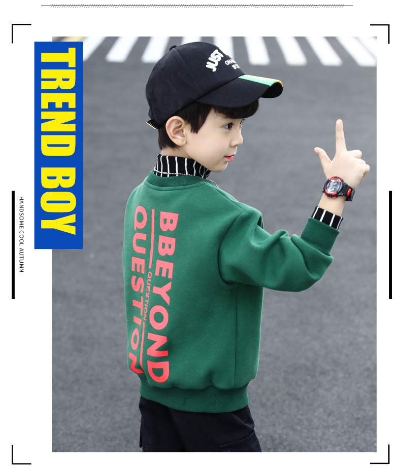 男童加绒卫衣2023新款中大儿童男孩秋冬款加厚保暖上衣冬季酷帅潮详情2