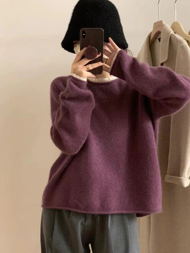 撞色针织开衫上衣女2022秋冬新款宽松慵懒风外穿软糯毛衣外套女装详情18