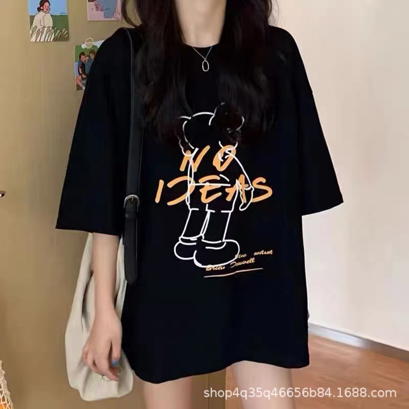 跨境外贸夏季新款韩版女装短袖t恤女式宽松大码印花t上衣地摊批发详情31