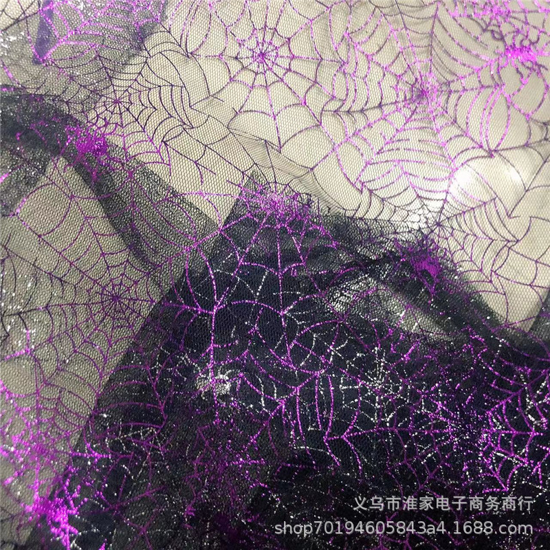 Factory direct sales of bright two-color spider web lace Halloween fabric background tablecloths, clothing accessories pic 10