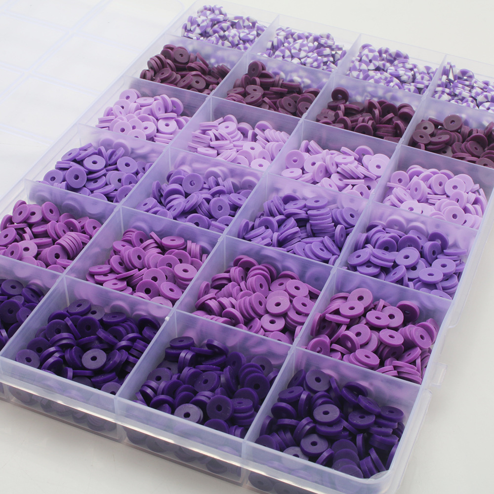 软陶片串珠渐变单色6mm 饰品DIY手链项链饰品配件24格软陶片盒装详情2