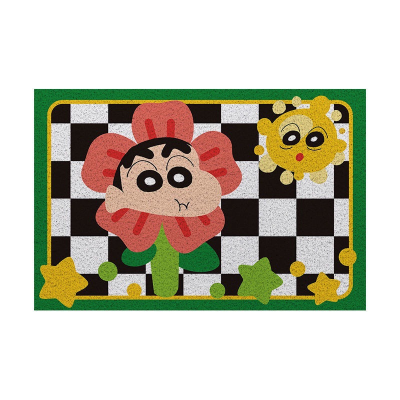 卡通蜡笔小新地垫可爱玄关入户脚垫 刮泥蹭土丝圈PVC地垫可剪裁详情8