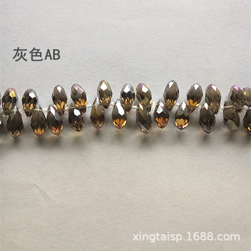 diy jewelry accessories: Crystal glass beads with horizontal holes and water drops, 6*12mm, electroplated AB color clothing jewelry accessories pic 11