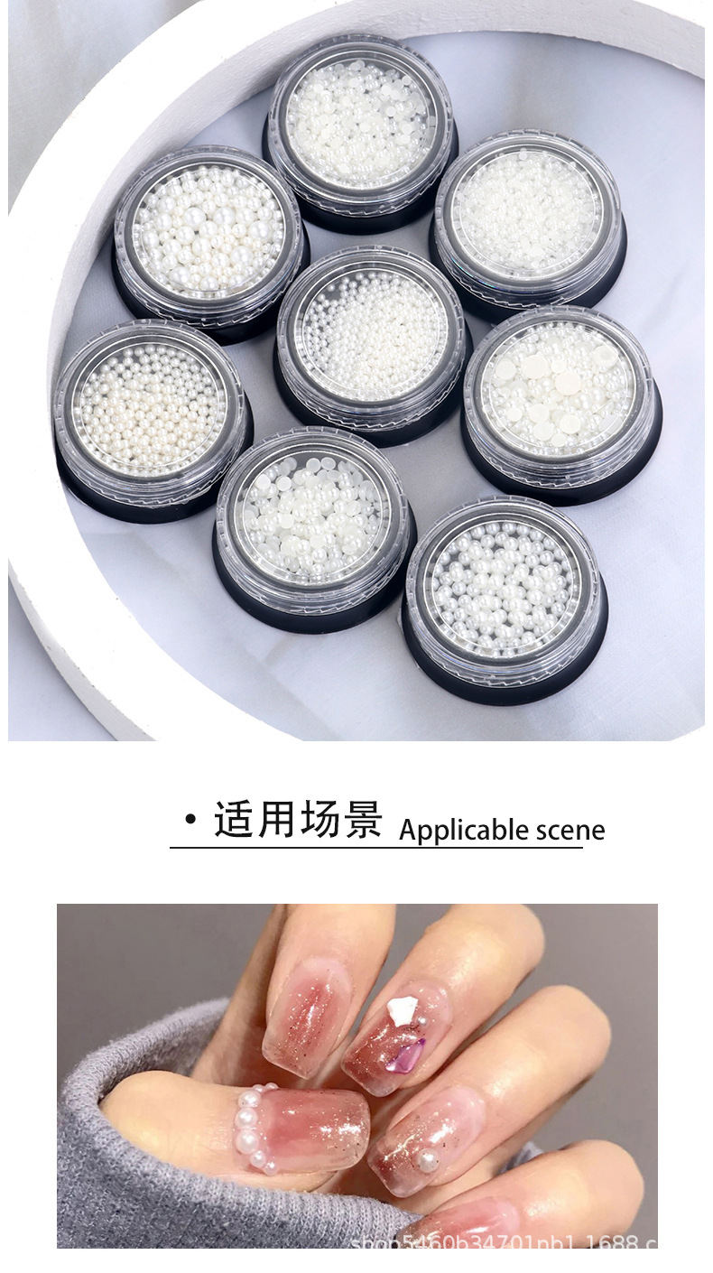 日系美甲新款半圆全圆仿珍珠盒装混装日系网红指甲包包指甲装饰品详情5