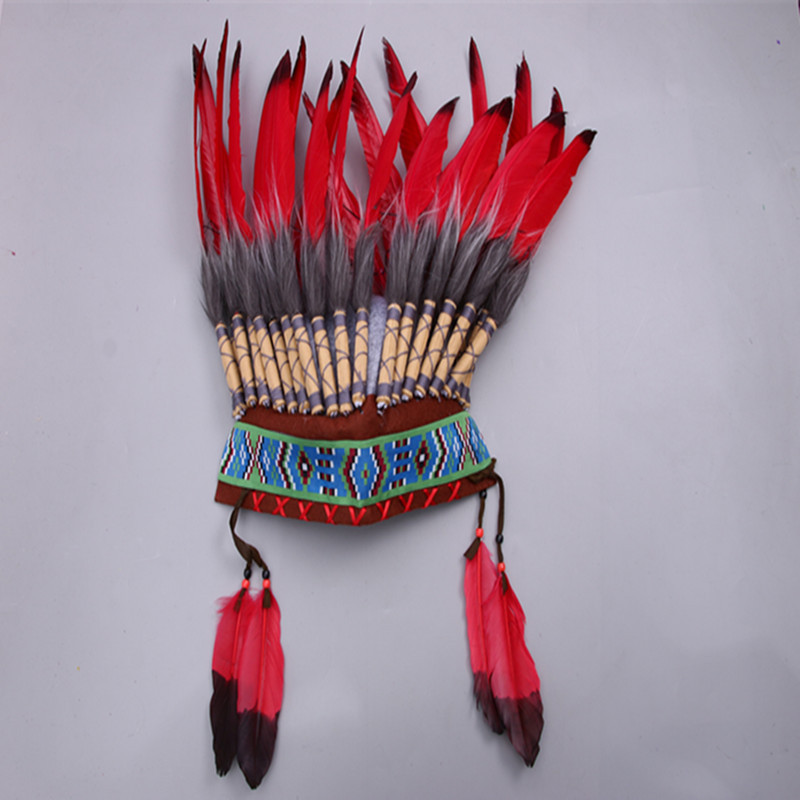 Colorful Indian heads, head decorations, feather balls, Halloween hats, party and party performance props, feathers pic 14