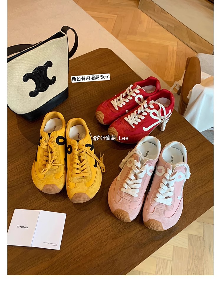 葡萄妈歪头内增高德训鞋休闲风撞色拼接系带运动大头小白鞋女详情2