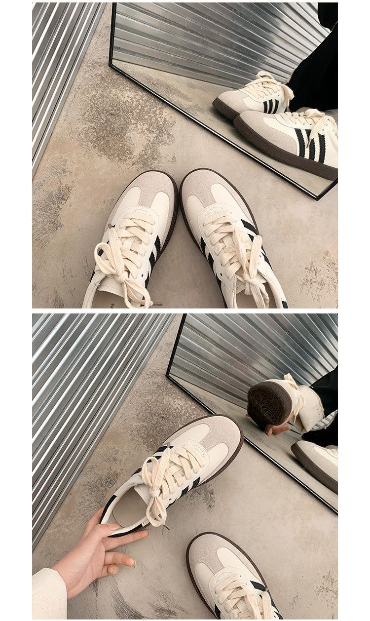 平底磨砂皮德训鞋女2023新款秋季百搭运动休闲鞋系带软底透气板鞋详情8