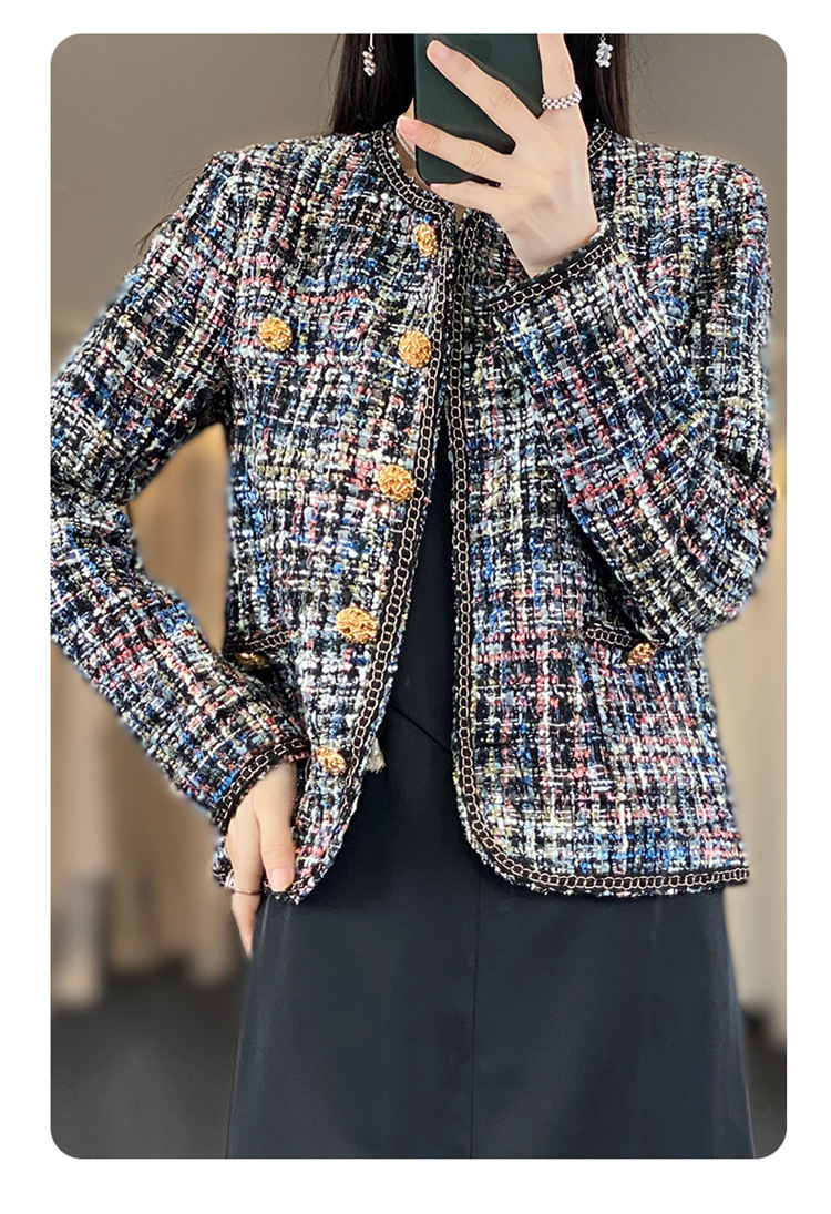 2023 High-end long-sleeved woolen coat for women, spring and autumn, elegant and stylish, round-neck top, French chanel-style short coat pic 15