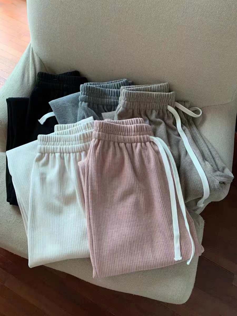 可可6096冬款粉色糯米裤加绒加厚高腰阔腿裤女休闲垂感羊绒直筒裤详情10