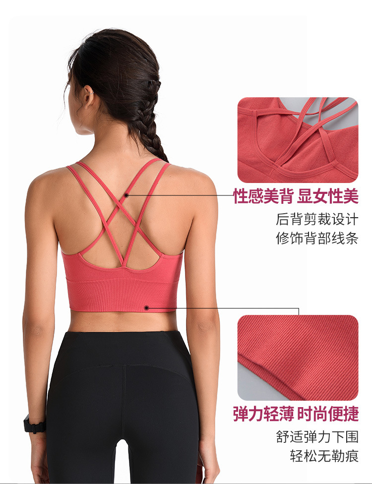 Thin-band cross-shaped yoga sports bra, quick-drying shock-absorbing running fitness sports underwear, European and American large-sized bra pic 5