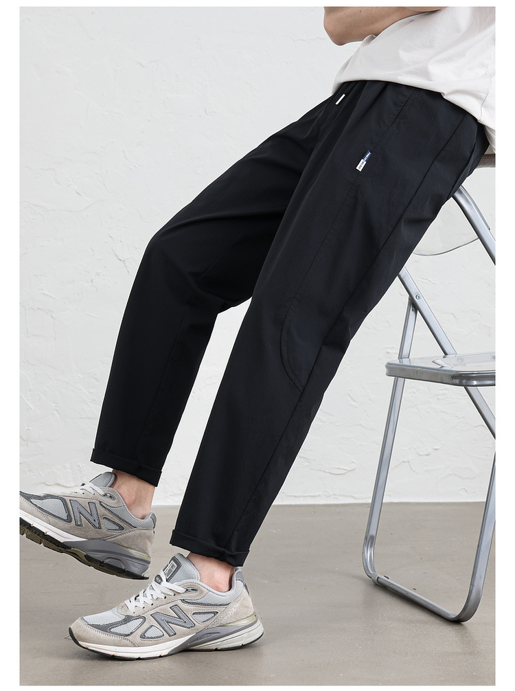 WOOG2005黑色男士弹力休闲长裤2025春夏季新款潮微宽松百搭直筒裤详情9
