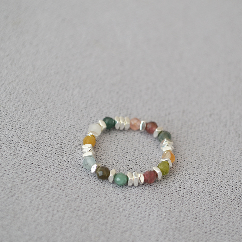 夏日新款复古清凉真石天河石彩色碧玺串珠个性简约弹力戒指食指戒详情6