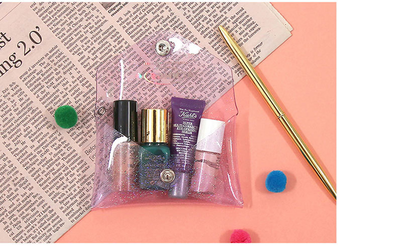 PVC transparent jelly bag, transparent three-dimensional makeup bag, custom-made LOGO printed crystal glitter, snap-on coin bag pic 17