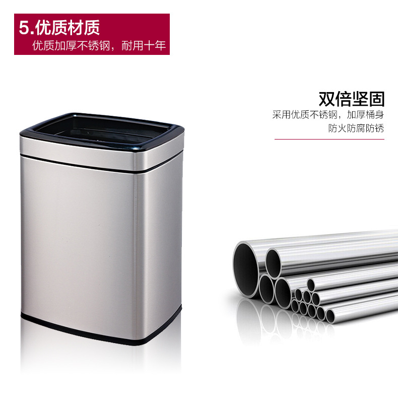 Creative trash can, double-layer thickened PP round storage bucket, household stainless steel trash can pic 15