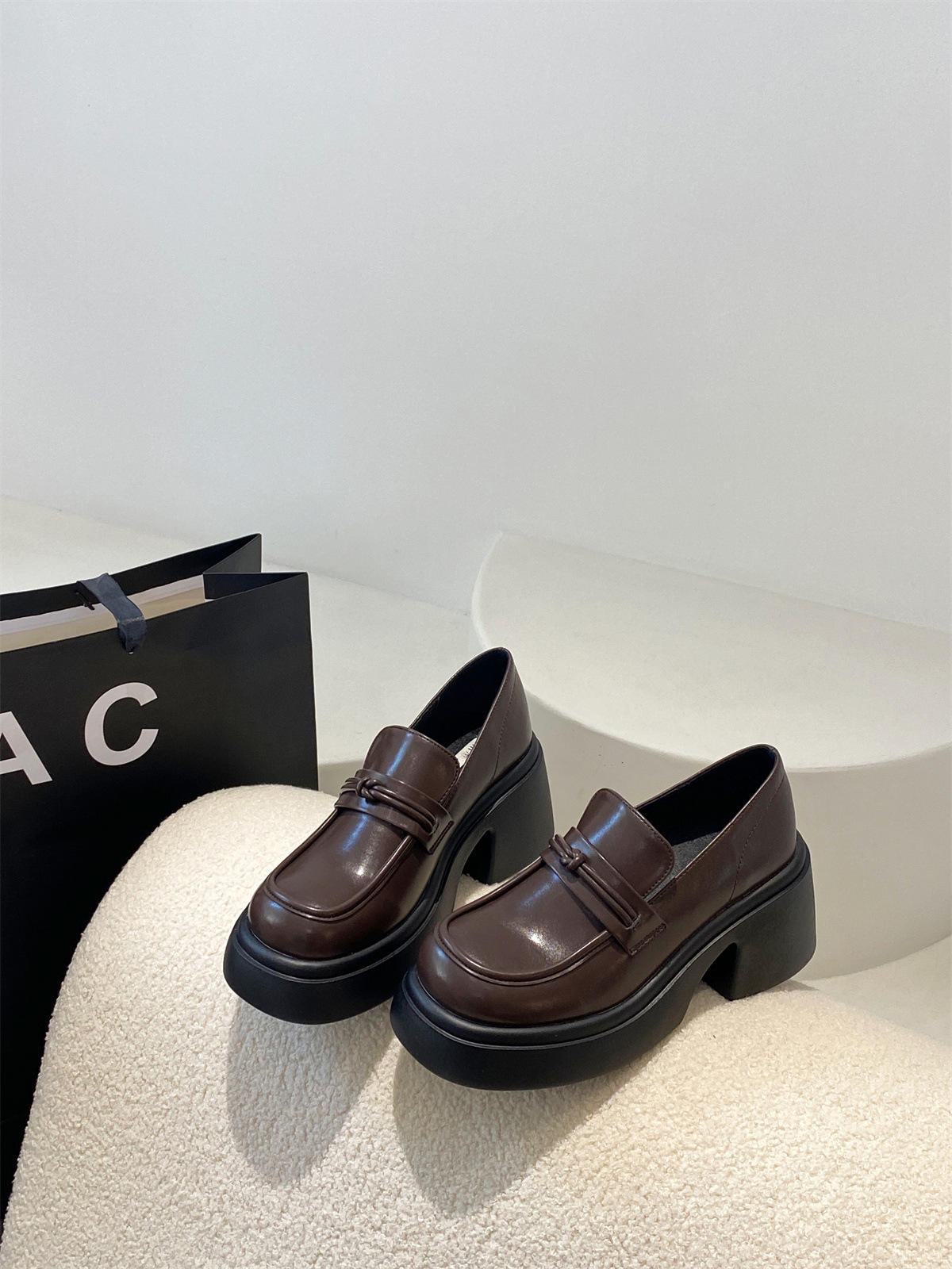 厚底松糕小皮鞋2023新款秋季单鞋女日系JK粗跟乐福鞋详情11