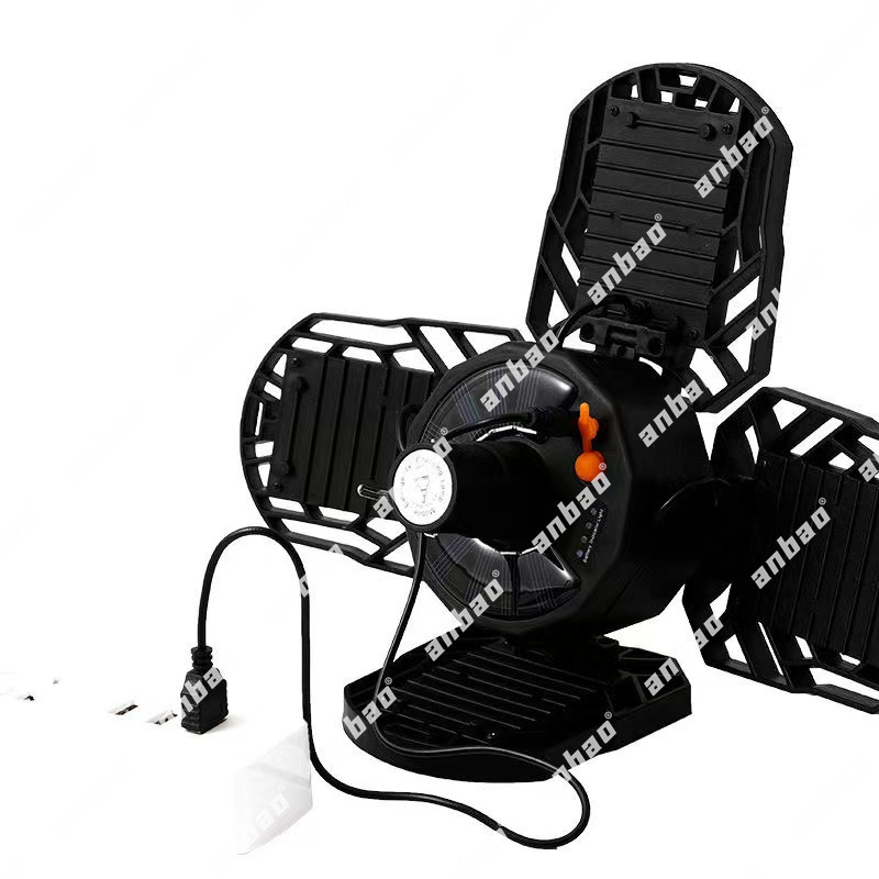 Cross-border outdoor charging solar professional camping lamp, high-intensity LED remote control lamp, folding lighting, three-leaf folding pic 2