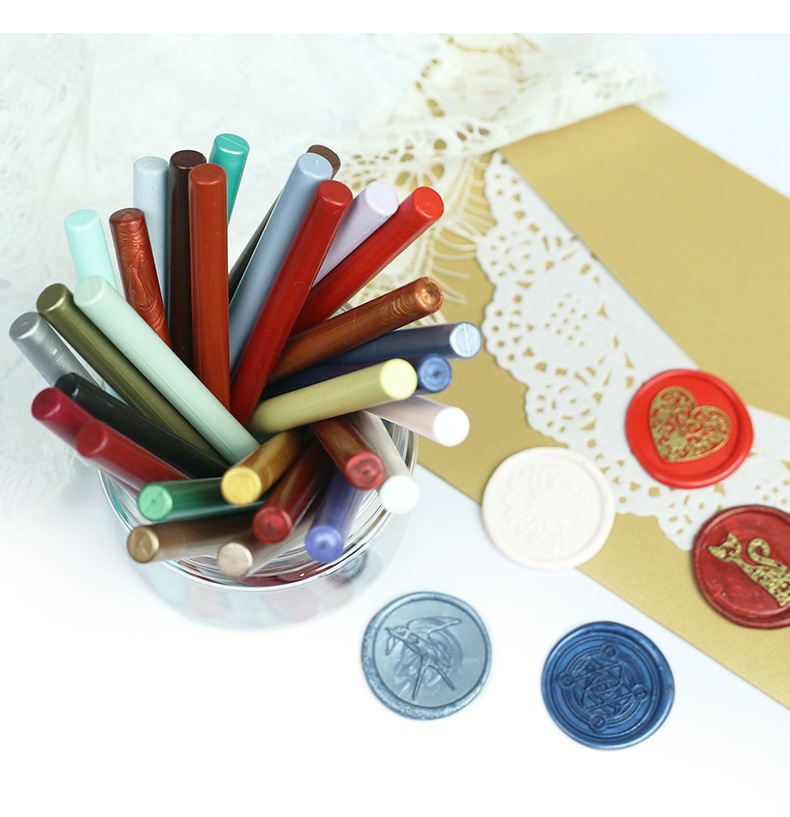 圆形火漆小蜡棒小蜡片68色信封封口封详情10