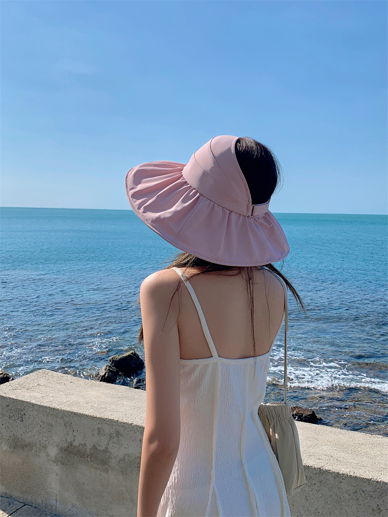 遮阳帽子女士夏季大沿防晒空顶帽户外可折叠运动防紫外线渔夫帽潮详情5