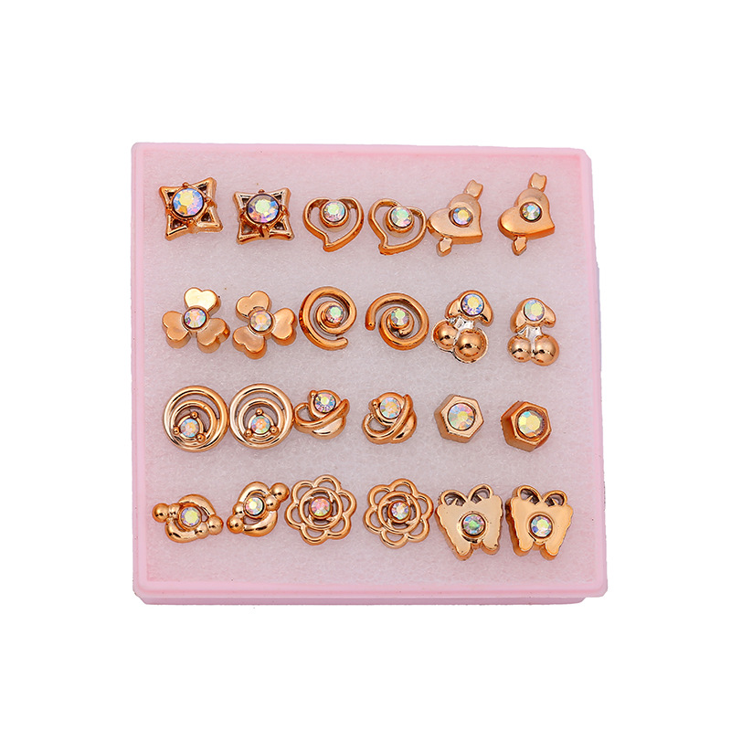 Korean version boxed ear studs in stock, student resin electroplated dot diamond jewelry earrings, student street stalls selling hot earrings wholesale pic 10