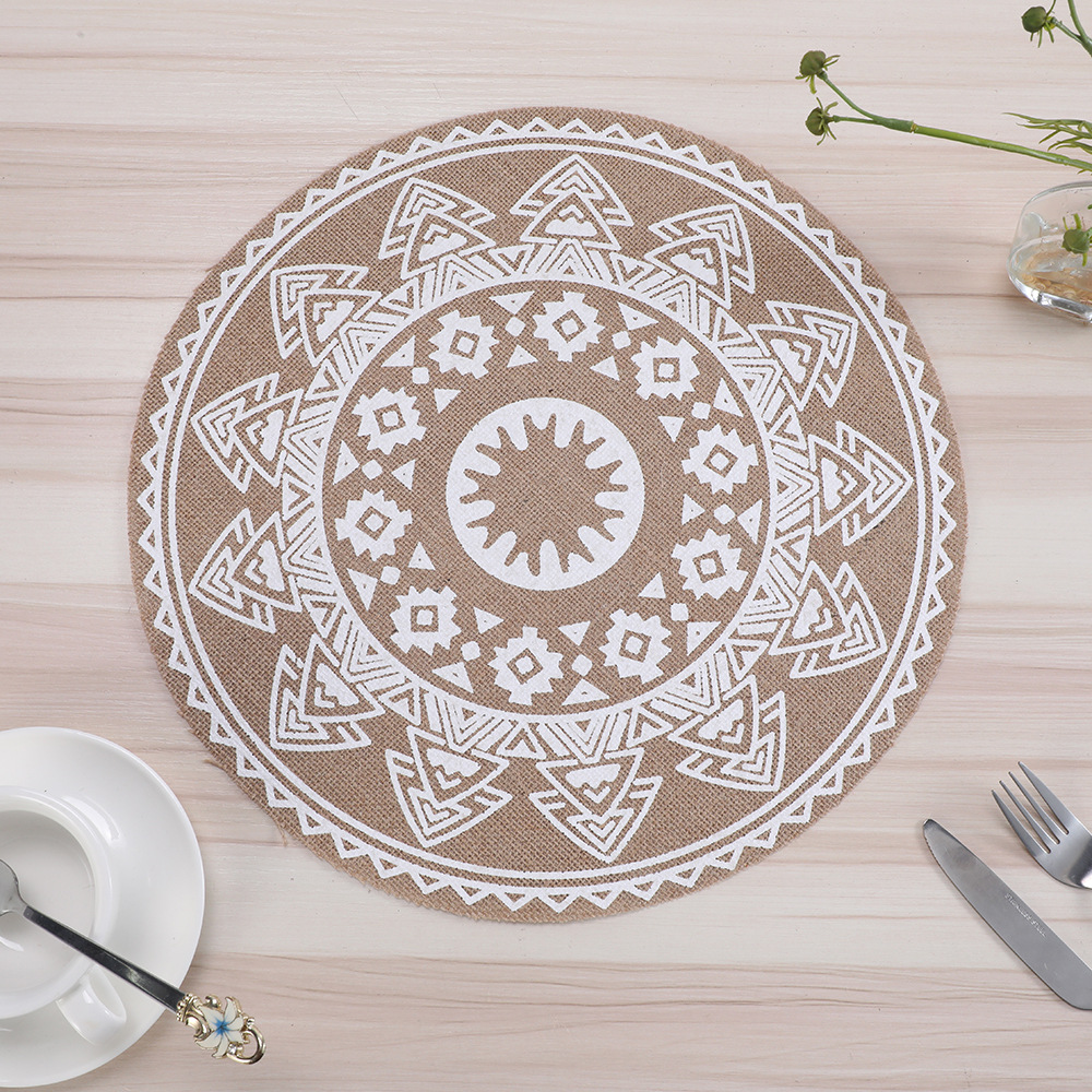 European-style home decoration placemats, Amazon anti-slip, heat-resistant and heat-insulating printed table MATS, coffee tables, high-end linen woven Western placemats, heat-resistant table MATS, essential quality guarantee for dining tables pic 4