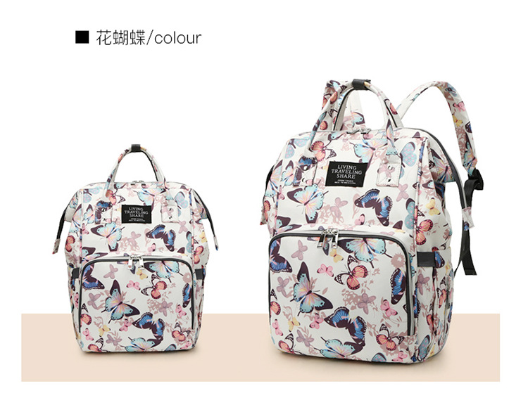 New patterned mommy bag, multi-functional waterproof dry-wet separation, large-capacity baby bottle, double-shoulder mother and baby bag, waterproof hook pic 19