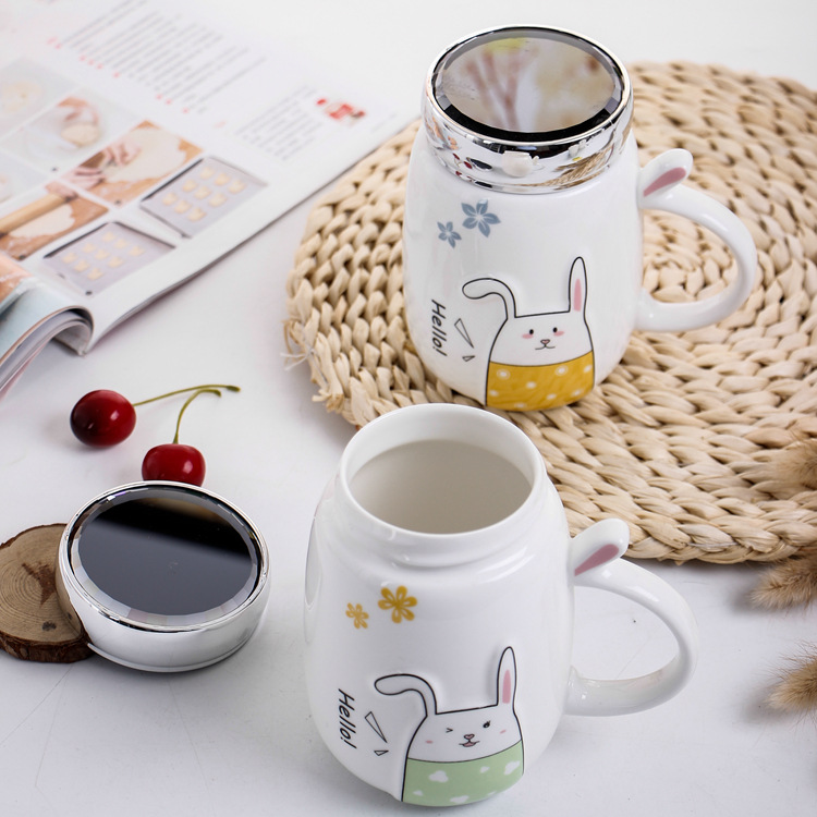 马克杯礼品创意水杯咖啡杯办公室杯 手柄 可爱兔子陶瓷杯详情3