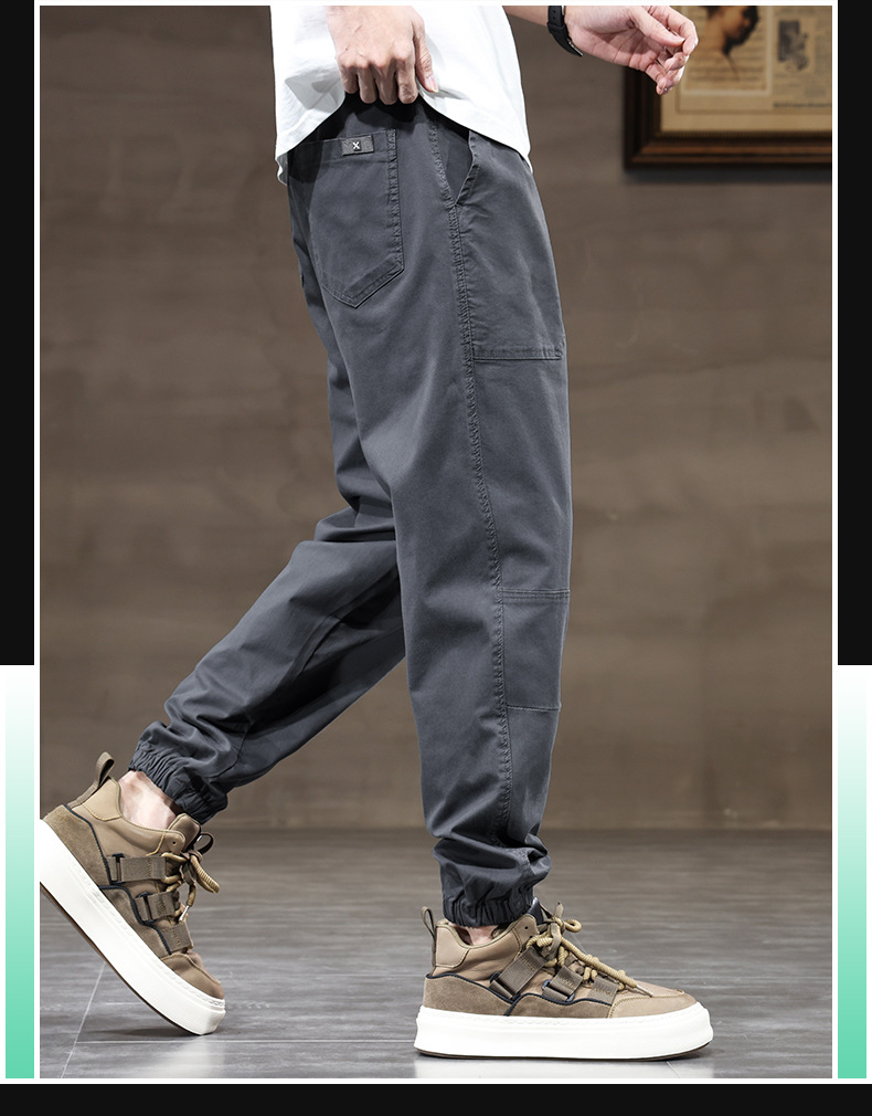 2024时尚薄款工装裤男多兜束脚长裤潮牌宽松百搭男生哈伦裤子男生详情18