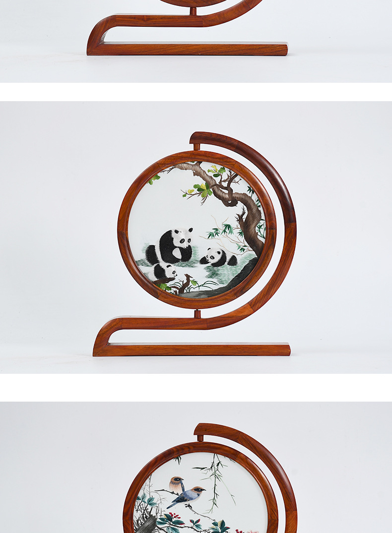 苏州刺绣摆件古风中式屏风手工苏绣台屏双面绣摆台中国风商务礼品1详情23