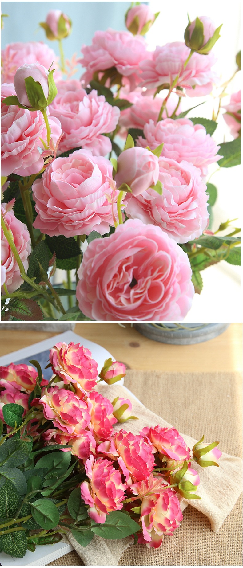 婚庆牡丹仿真玫瑰花 装饰客厅家居假花摆件布置绢花花束仿真花详情20