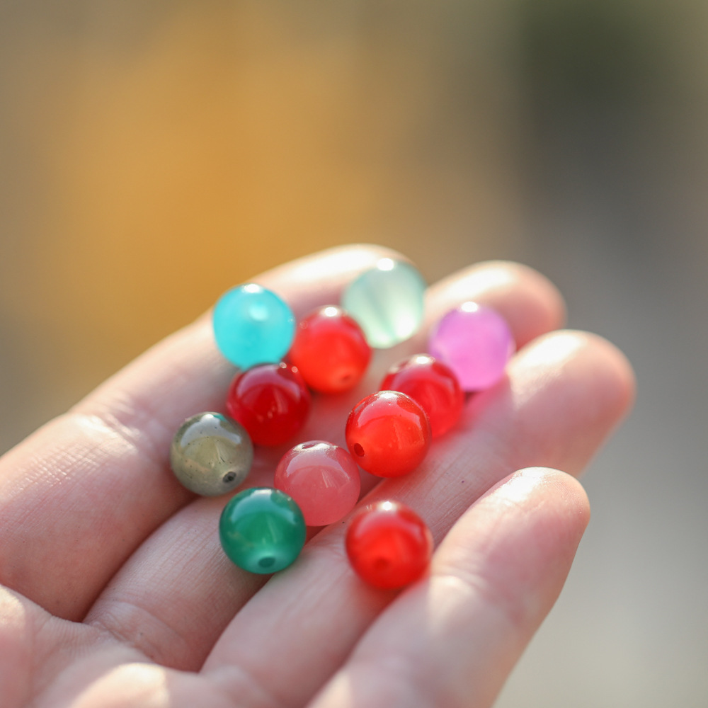 10mm imitation jade glass beads, round beads, loose beads, diy bracelet material accessories, glass beads, imitation agate beads, string beads, matching beads pic 21