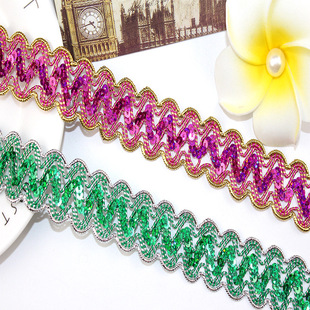 厂家批发财艺金银丝花边 服装辅料舞台桌布金色花边 窗帘亮片花边详情3